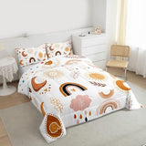 Boho Rainbow Bedding Set For Girls Twin,Cute Bohemian Eyes Moon Sun Comforter Set Kawaii Cloud Dream Catcher Bedding Comforter Sets For Kids Nursery Cartoon Hand Drawn Doodle Quilt Set 1 Pillowcase Erosebridal