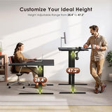 OffiGo Electric L Shaped Standing Desk, 63 Inches Height Adjustable Table, Reversiable Corner Stand Up Desk, Lifting Computer Table for Home Office, Computer Workstation, Carbon Fiber Black OffiGo