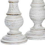 Deco 79 Mango Wood Decorative Candle Holder Turned Style Pillar Candle Stand, Set of 3 Candlestick Holder 10", 8", 6”H, White Deco 79