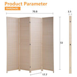 Bamboo Room Divider - 4 Panel Folding Privacy Screen, 72 x 17.7 - Ideal Room Partition & Divider for Living Room, Bedroom, Study (Natural, 4 Panel) PIKAQTOP