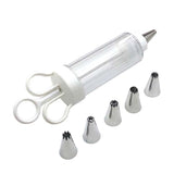 gifthub White Cupcake Icing Piping Kit,Easy to Use,Plastic Reusable Cupcake Injector with 6 Stainless Steel Icing Nozzles,Durable Dessert Cream Decorating Tools for Cooking Baking(8.86x2.60x1.77 Inch) gifthub
