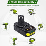 DTK 2Packs 4.0Ah Battery Replacement for Ryobi 18V ONE+ Battery P104 P105 P102 P103 P107 18V Lithium Battery DTK