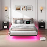 YORMDMO Floating Bed Frame King Size, Heavy Duty Bedframe with Smart LED Lights & Charging Station, Modern Metal Platform Bed, Easy Assembly No Box Spring Needed, 10 Inch YORMDMO