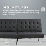 Anwick Sofa Bed, Modern Convertible Folding Futon Couch, Adjustable Sleeper Sofa Bed, Upholstered in Faux Leather for Living Room, Apartment, or Office (Black Leather) Anwick