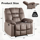 CANMOV Manual Recliner Single Sofa, Wall-Hugger Reclining Couch, Upholstered Sofa Chair with Armrests, Fabric Reclining Couch with Soft Cushion for Living Room (Brown, 36" W)