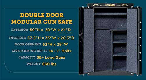 SnapSafe Super Titan XL Double Door Modular Gun Safe, Model 75014 - Secure Heavy Duty Safe Ideal as a Firearm Safe, Gun Vault, Home Safe for Valuables - Gun Safe with Electronic Lock, Fire Protection SnapSafe