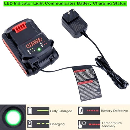 Elefly LCS1620B 20V Lithium Battery Charger Compatible with Black & Decker 20V Lithium Battery LBXR20 LB2X4020 LBXR2020-OPE LBXR2020APB LB2X3020-OPE LB2X4020-OPE - WoodArtSupply