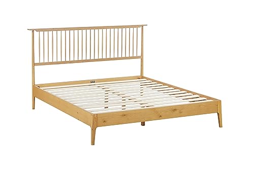 NTC Ruby King Bed Frame in Rustic Oak - Premium Solid Oak & Rubber Wood with Silent Slats and Effortless Assembly - WoodArtSupply