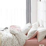 LifeTB Floral Print Fitted Sheet Twin Pink White Flower Bedding Sheet Deep Pocket Cotton Bed Sheet Garden Flower Branch Mattress Cover Pink Floral Fitted Sheet for Girl Women Kids Teen LifeTB