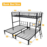 CXRCY Heavy Duty Triple Bunk Bed, Twin Over Twin Over Twin with Guardrails, Inclined Ladder & Storage, Detachable Metal Bunk Bed for 3, Converts to 3 Separate Twin Beds CXRCY