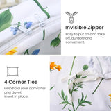 Mooreeke Duvet Cover Queen Size, 3 Piece Dandelion Floral Duvet Cover Set with Zipper Closure, Soft & Breathable Microfiber Botanical Patterned Bedding Set with 4 Corner Ties and 2 Pillow Shams Mooreeke