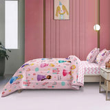 SIRDO Kids Magical Princess Comforter Set Bed in a Bag Twin Size- 5 Piece Soft Cute Castle Bedding Set for Girls (1 Comforter, 1 Flat Sheet, 1 Fitted Sheet, 2 Pillowcases), Pink SIRDO