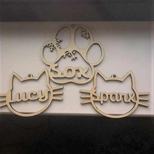 Personalized Cat Face Wood Ornament, Wooden Christmas Ornament souleather