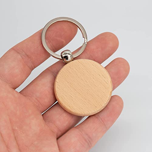 TFoRibbon Blank Wooden Key Tag Key Chain Wood Engraving Blanks 20 Pack (Round) TFoRibbon