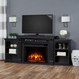 Real Flame Tracey 84" Grand TV Stand with Electric Fireplace in Black, Extra Large Entertainment Center with Electric Fireplace, Living Room TV Stand with Fireplace, fits up to 80" TV Real Flame