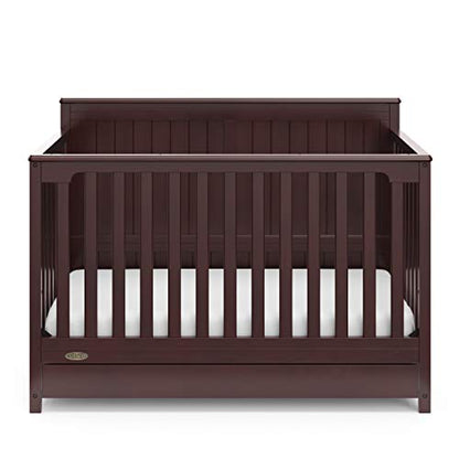 Graco Hadley 5-in-1 Convertible Crib with Drawer (Espresso) – Crib with Drawer Combo, Includes Full-Size Nursery Storage Drawer, Converts from Baby - WoodArtSupply