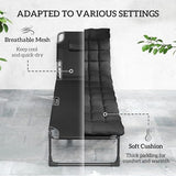 Outsunny Chaise Lounge Chair Outdoor Set of 2, 5-Position Reclining Pool Lounge Chairs with Cushions, Side Pocket, Headrest, Folding Lounger Tanning Chair Camping Cot for Patio, Beach, Black