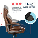 La-Z-Boy Nova Executive Office Chair, Patented AIR Ergonomic Support Technology, High-Back Premium Comfort & Support, Cognac Brown Vegan PU Leather La-Z-Boy