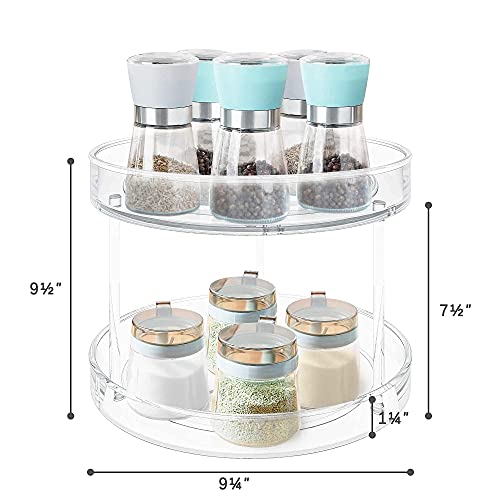 VAEHOLD 2 Tier Lazy Susan Turntable Spice Rack Organizer for Kitchen Cabinet, Farmhouse Tiered Tray Decorative Trays for Fruit, Snacks - Organizer for Cupboard, Pantry, Bathroom, Table VAEHOLD