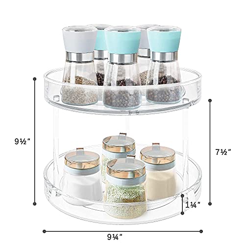 VAEHOLD 2 Tier Lazy Susan Turntable Spice Rack Organizer for Kitchen Cabinet, Farmhouse Tiered Tray Decorative Trays for Fruit, Snacks - Organizer for Cupboard, Pantry, Bathroom, Table - WoodArtSupply