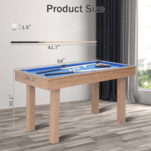 4.5FT Billiard Table, Mini Pool Table for Kids and Adults, Indoor & Outdoor Game Table Set includes 2 Cue Sticks, 16 Balls, Triangle, Chalk for Game Room Family - WoodArtSupply