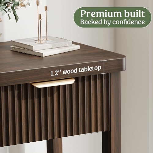 Lulive 51" Fluted Console Table for Entryway, Entryway Table with 3 Wooden Drawers, Farmhouse Behind Sofa Table for Living Room, Hallway, Couch, Foyer Lulive