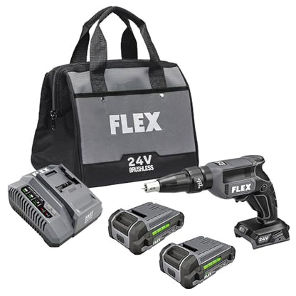 FLEX 24V Brushless Cordless Drywall Screw Gun Kit with (2) 2.5Ah Lithium Batteries and 160W Fast Chargers - FX1611-2AA - WoodArtSupply