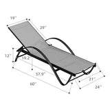 Shintenchi Patio Chaise Lounge Set of 2, Pool Chaise Lounge with Arm,Outdoor Lounge Chair with 5 Adjustable Backrest,Sunbathing Recliner,Beach Chair,Pool Chairs,Light Grey