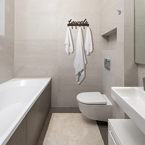 Dahey Towel Rack with 6 Hooks, Towel Holder Wall Mount Bathroom Organizer Rustic Farmhouse Home Decor Towel Hanger Storage Hooks for Towel, Robe, Bag, Black Dahey