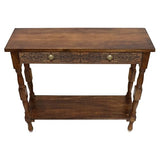 COTTON CRAFT Solid Wood Accent Console Table - Hand Carved Sofa Table - Hallway Entryway Two Drawers Small Space Transitional Traditional Farmhouse Easy Assembly - 36 W x 32 H x 11 D - Antique Brown COTTON CRAFT
