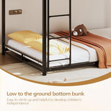 Bonnlo Full Over Full Metal Bunk Bed, Twin Size Frame with Ladder & Safety Guardrail, Low Profile Space-Saving Design, Ideal for Kids & Juniors, Mattress Not Included (Black) Bonnlo