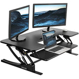 VIVO 42 inch Height Adjustable Stand Up Desk Converter, V Series, Quick Sit to Stand Tabletop Dual Monitor Riser Workstation, Black, DESK-V000VL VIVO