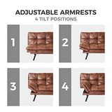Anwick Convertible Memory Foam Futon Couch Bed, Leather Futon Sofa Bed, Folding Modern Sleeper Sofa with Quick Adjustable Armrest and Backrest for Studio Apartment/Home Office/Small Space (Brown) Anwick