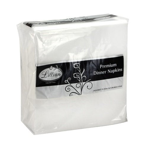 Lillian Tablesettings Premium White Napkins, Large Dinner Napkin, 3 Ply Paper White, 75 count Nicole Home Collection