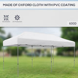 Outsunny 10' x 20' Pop Up Canopy Tent, Instant Sun Shelter with 3-Level Adjustable Height, Easy up Outdoor Tent for Parties with Wheeled Carry Bag for Garden, Patio, White Outsunny