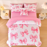 Tasselily 6 Pcs Bed in A Bag Full Comforter Set for Girls,Pink Bow Bedding,Bow Comforter Sets with Sheets for Kids Tasselily