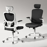 TLLMOON Ergonomic Office Chair with Headrest,Adjustable Back and Lumbar Support, Arm Rest Computer Chair Adults,90-120° Tilt Lock Rolling Swivel,Home Office Task Chair(White-Black) TLLMOON