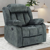 INZOY Manual Recliner Chair with Padded Armrest, Wall-Hugger Single Sofa Recliners with Overstuffed Back, Classical Fabric Reclining Chairs for Living Room Theater Seating, Grey