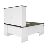 Atlin Designs Transitional Wood U Shaped Computer Desk with Hutch in Gray/White Atlin Designs