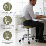 FIRAVOE Drafting Chair (Work Stool with Back)(Swivel Shop Stool 19.5"-26.6") Adjustable Height and Footrest Ergonomic Office Chair (Green) FIRAVOE