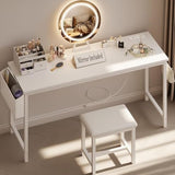 KAI-ROAD White Vanity Table with Lighted Mirror - 47“ White Vanity Desk with Mirror and Lights & Chair, Makeup Vanitys Set with Power Outlet, Dressing Table Vanities for Girls Bedroom KAI-ROAD