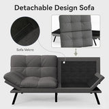 AMICLIBER Convertible Futon Sofa Bed,71" Memory Foam Futon Couch,Detachable Cushion,Adjustable Backrest & Armrest,Linen Modern Loveseat Sleeper Recliner for Living Room,Office,Apartment,Mist Grey AMICLIBER
