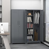 NICEGDLT Metal Storage Cabinet with Lock,72" Garage Storage Cabinets with Hanging Rod & S-Hooks,Large Storage Cabinet with Shelves,Locking Tool Utility Closet for Home,Garage,Utility Room,Dark Grey NICEGDLT