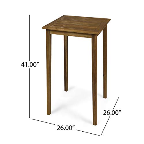 Christopher Knight Home Teresa Outdoor Minimalist Acacia Wood Square Bar Table Teak Finish Christopher Knight Home