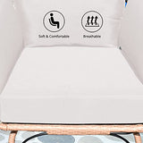 OTSUN Outdoor Egg Chair, PE Wicker Chair with 4 Thicken Cushions, Oversized Indoor Chairs with Durable Steel Frame Perfect for Balcony, Backyard, Bedroom, Patio Chairs 440 lbs Capacity-Ivory OTSUN