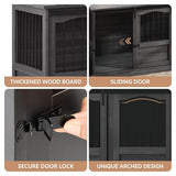 Homiflex 70.86" Double Dog Crate Furniture for 2 Medium Large Dogs Wooden Heavy Duty Dog Kennel Furniture with 2 Sliding Doors and Divider Decorative Dog Cage TV Stand End Table for Indoor Drak Grey Homiflex