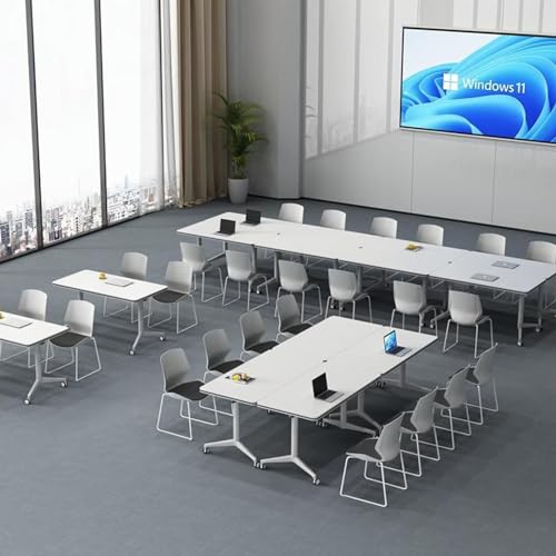 Folding Conference Table On Wheels Conference Room Table Flip Top Mobile Office Training Room Table Meeting Room Table Foldable Meeting Tables Rolling Meeting Table With Silent Wheels(6pack120*60*75) czxhaery