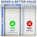 Room Divider Tension Curtain Rods No Drilling Room Separator for Space Partition Adjustable (W) 35-100in×(H) 43-120in, Heavy Duty Temporary Wall Divider Floor to Ceiling Tension Rod, Black, 1 Pack Sovtfides