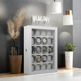 TimelyBuys 20 Piece White Wood Watch Display Wall Hanging Case and Storage Organizer Box and Stand for Oversized Watches TIMELYBUYS
