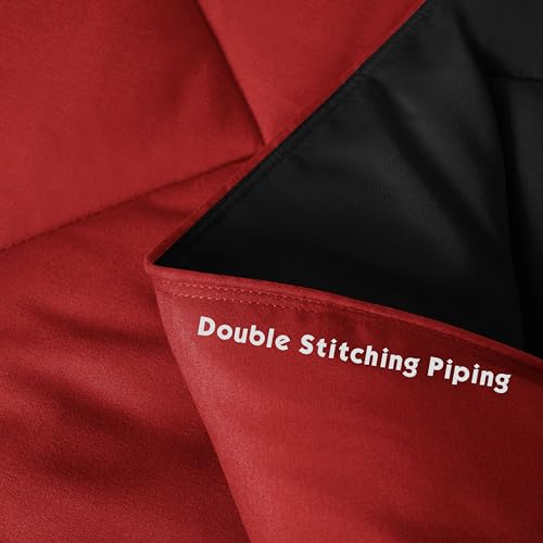 HIG 3pc Red Twin/Twin XL Comforter Set - All Season Reversible Down Alternative Comforter with Sham - Quilted Duvet Insert with Corner Tabs - Diamond Stitched Blanket - Breathable, Soft, Fluffy HIG